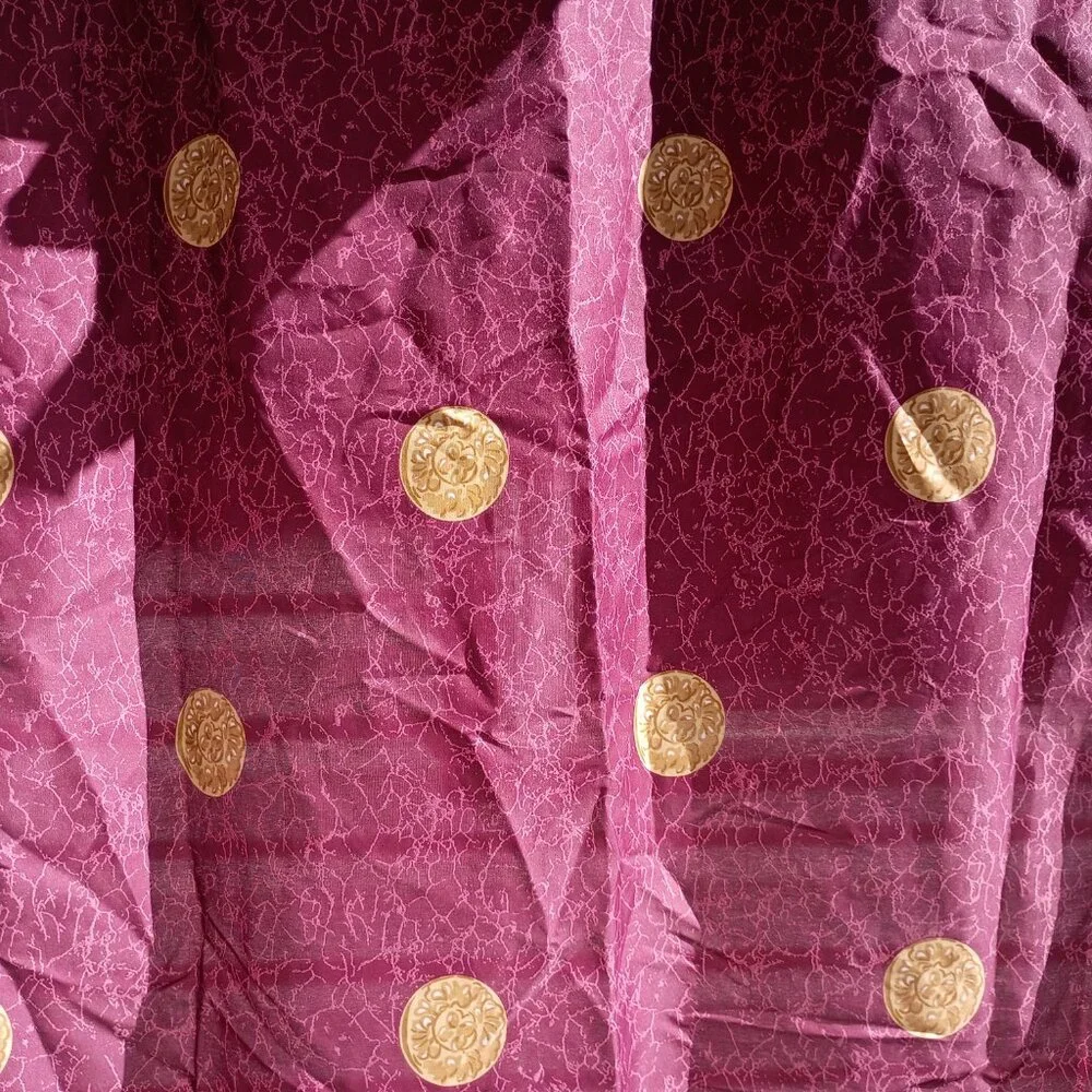 Vintage Springs Shower Curtain Maroon Gold Medallion 90s Art Deco Made in USA
